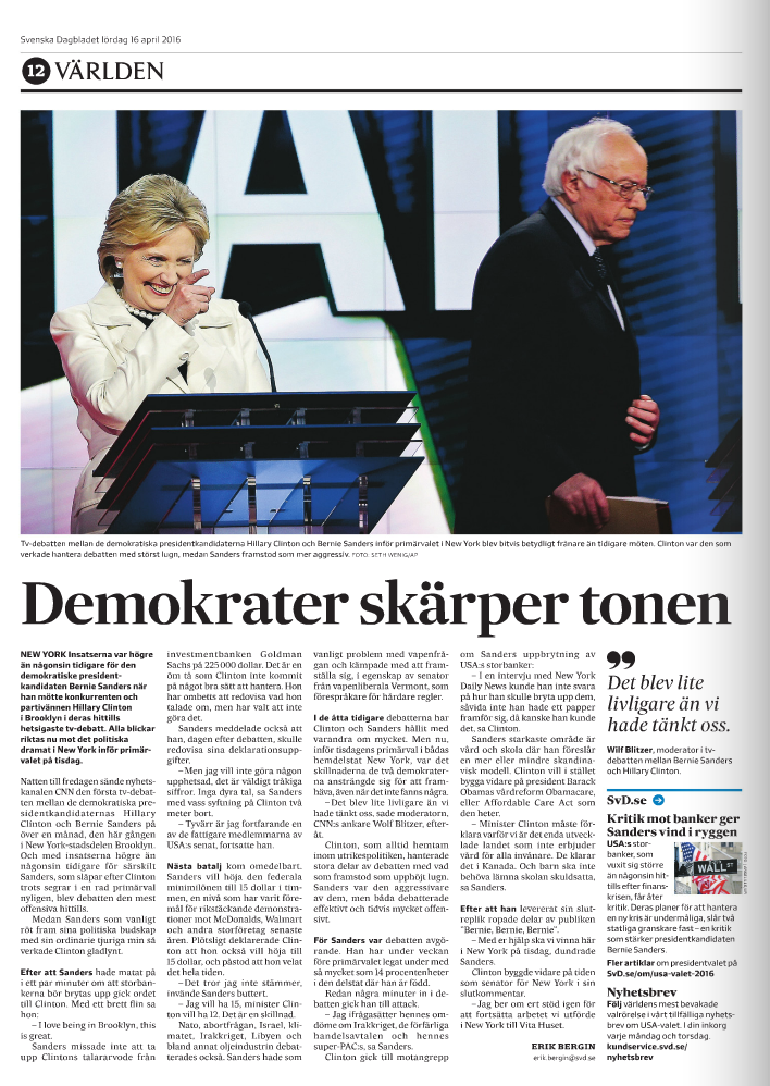 Sidan om tv-debatten i lördagens SvD.